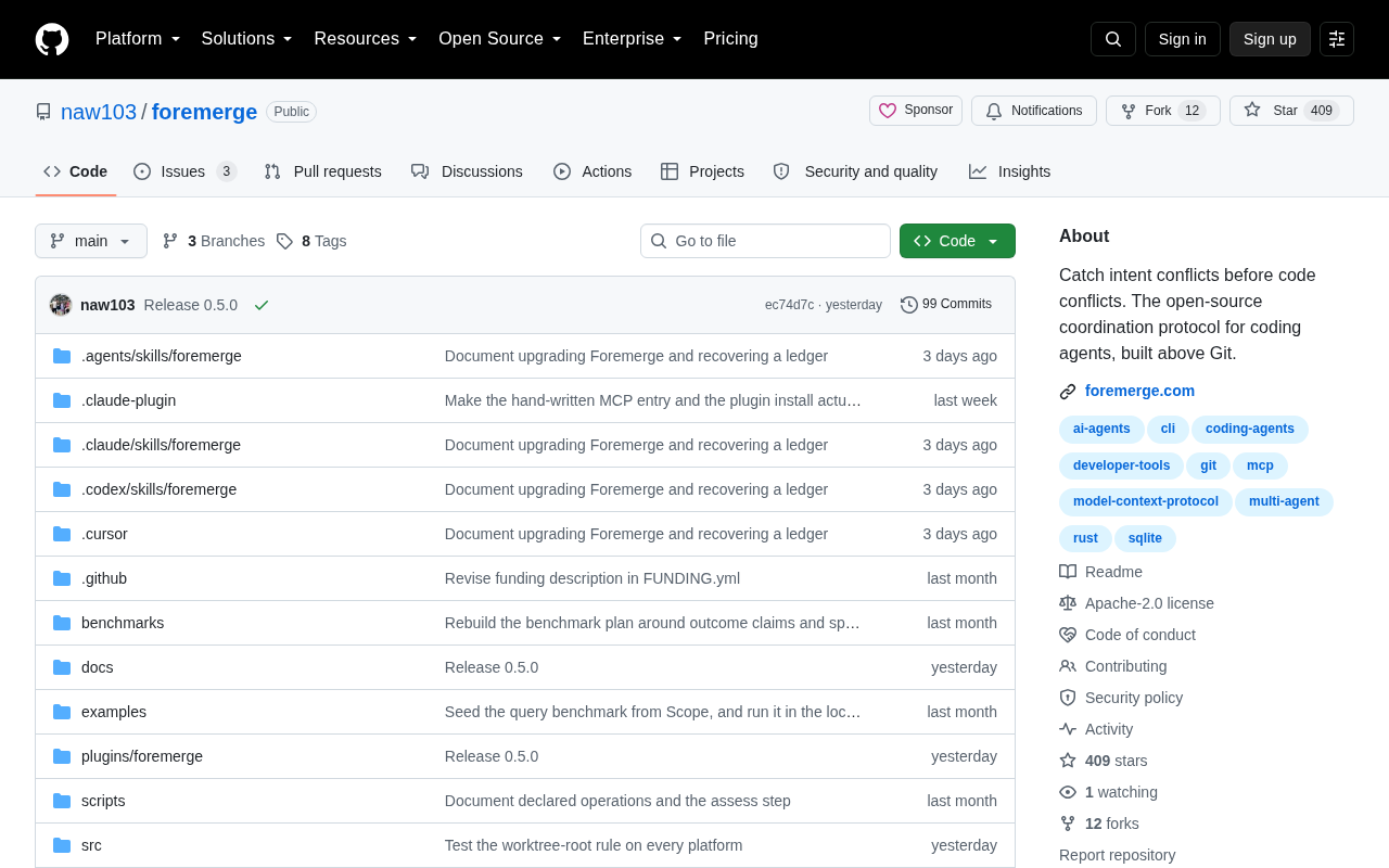 Foremerge: Solving the Intent Conflict Problem in Parallel AI Coding Agents