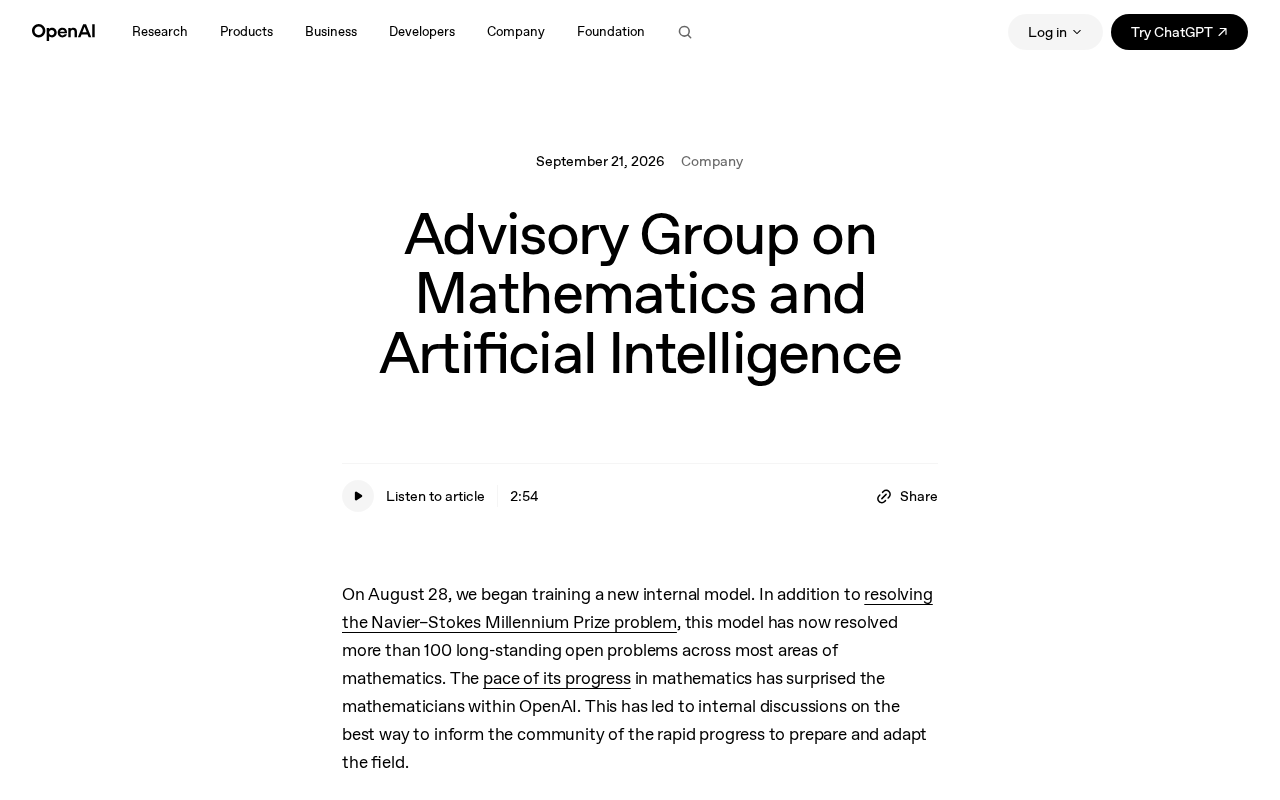 OpenAI Forms Math & AI Advisory Group to Vet AI Research Claims