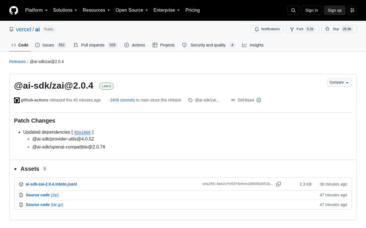 @ai-sdk/zai@2.0.4 Released: A Deep Dive into This Dependency-Update Patch