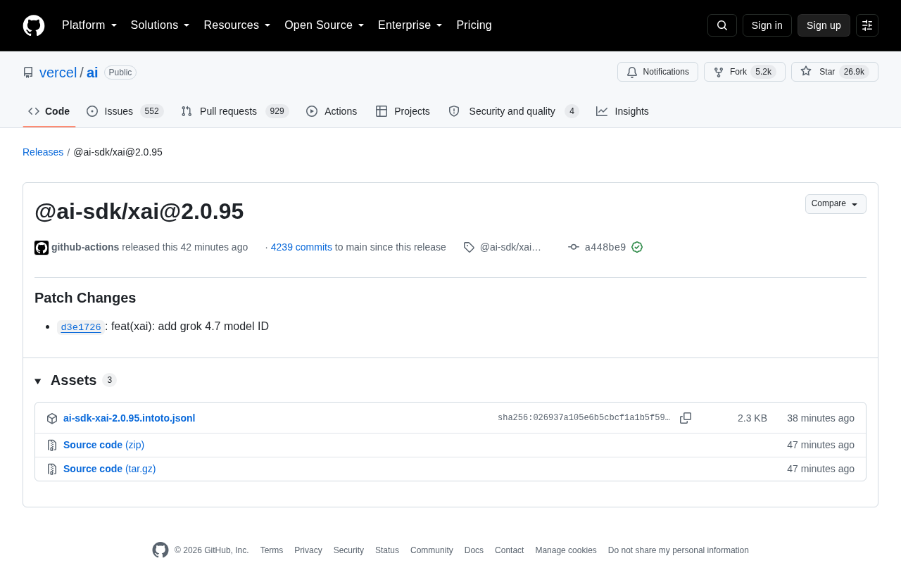 Vercel AI SDK Update: xAI Integration Adds Grok 4.7 Model Support