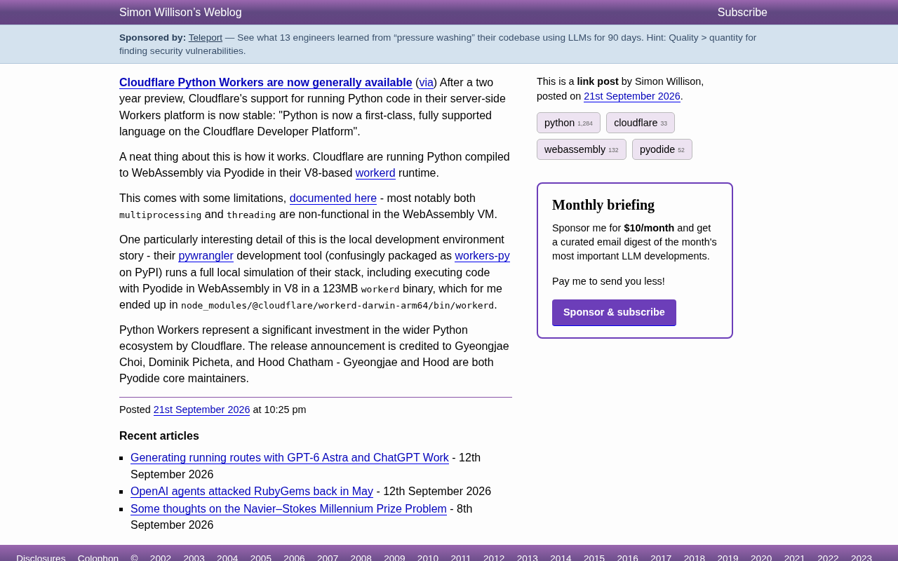 Cloudflare Python Workers Goes GA: Running Python via WebAssembly Becomes Mainstream
