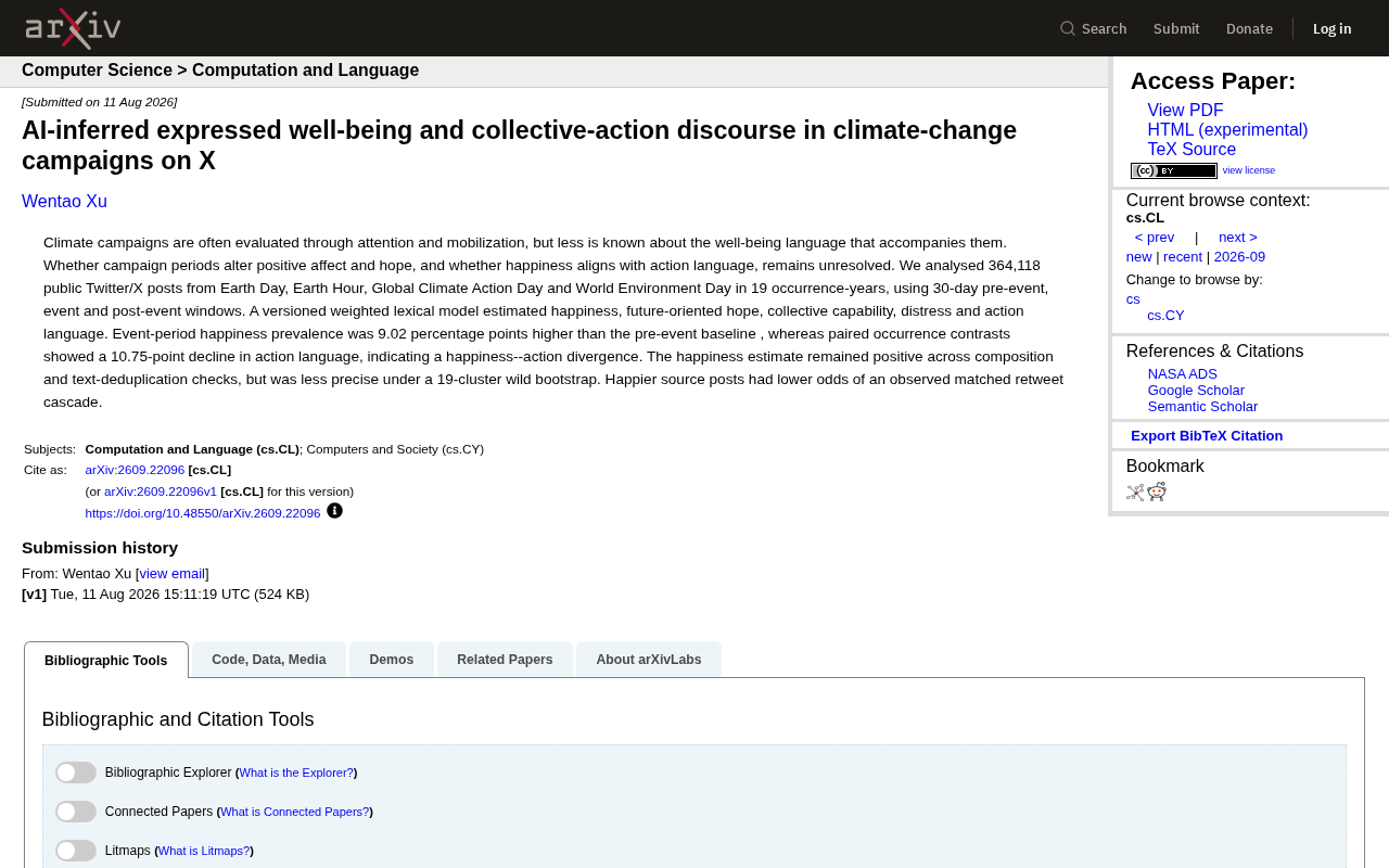 rss source: AI-inferred expressed well-being and collective-action discourse in climate-change campaigns on X
