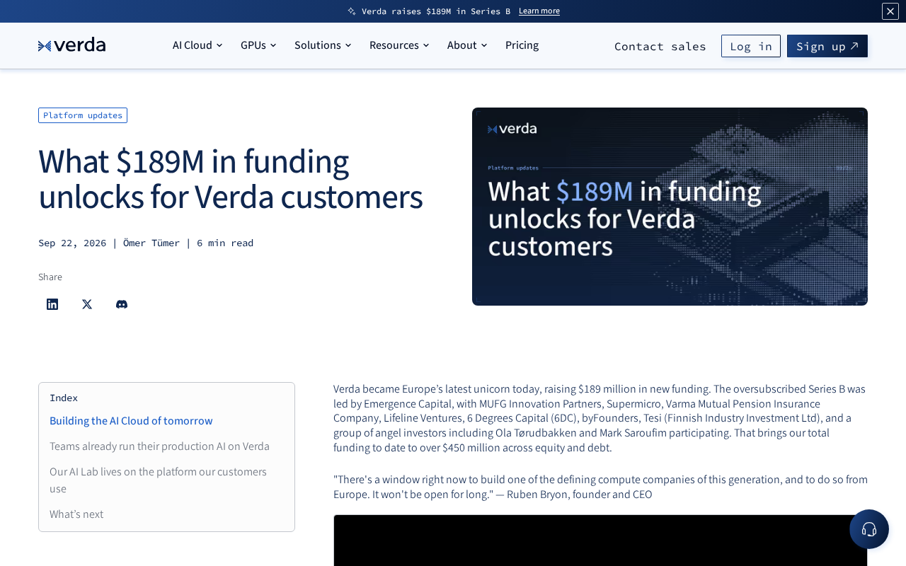 Finnish AI Cloud Computing Company Verda Raises $189M in Series B Funding