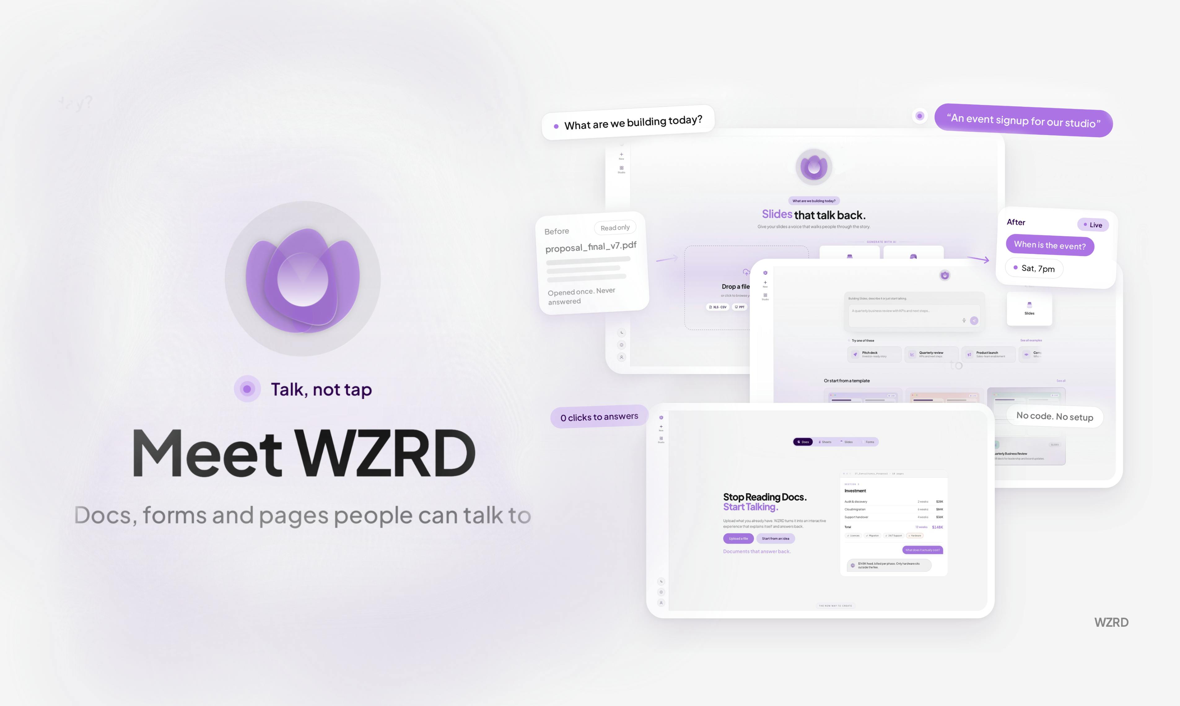 WZRD: AI-Native Documents, Slides, Forms, and Sheets That Talk Back