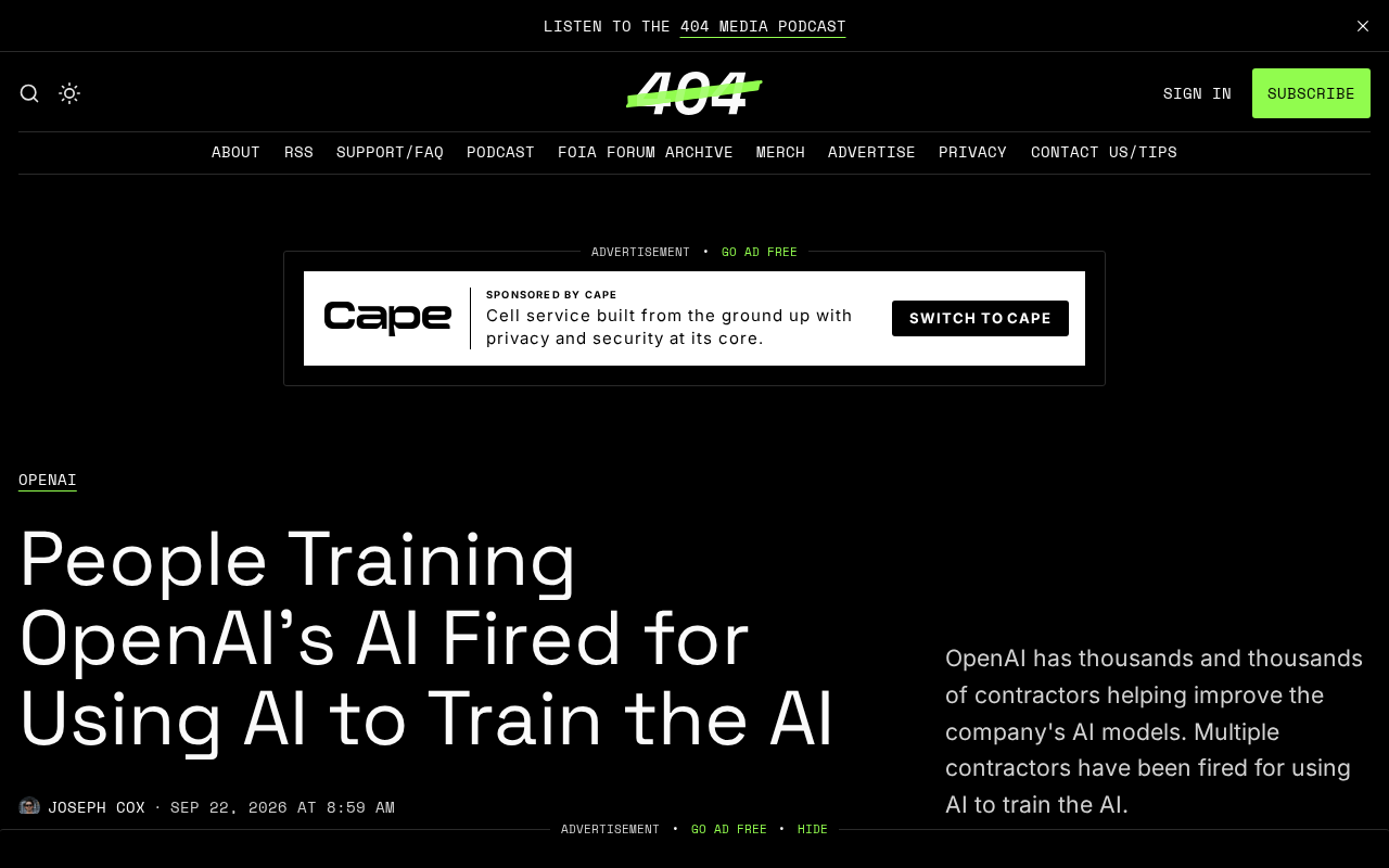The Workers Training OpenAI's AI Got Fired for Using AI to Do It: A Bizarre Loop
