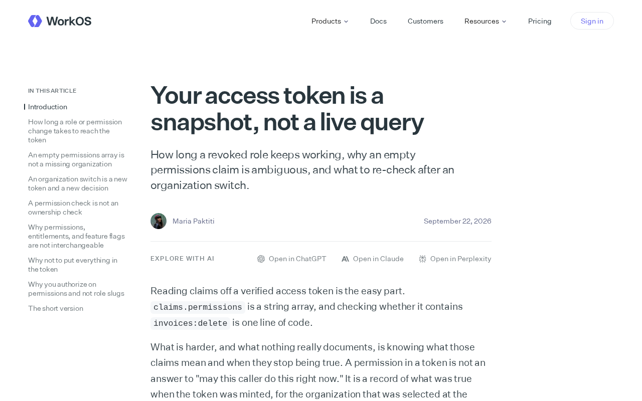 Access Tokens Are Snapshots, Not Real-Time Queries: The Hidden Risks of Stale Permissions