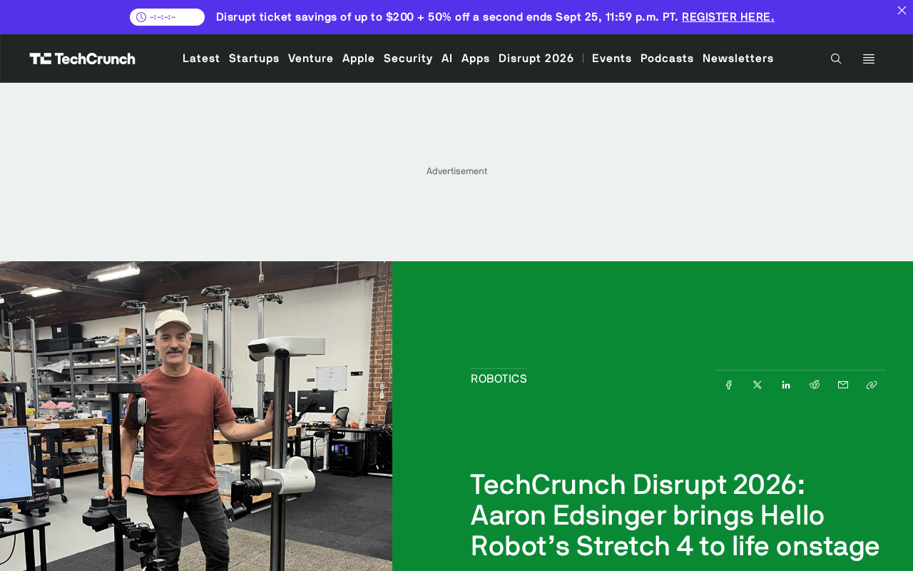 Hello Robot to Demo Stretch 4 Robot at TechCrunch Disrupt 2026