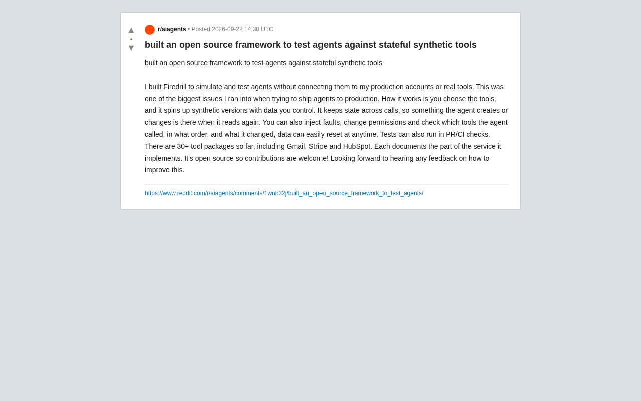 Firedrill: An Open-Source Framework for Safely Testing AI Agents with Stateful Synthetic Tools