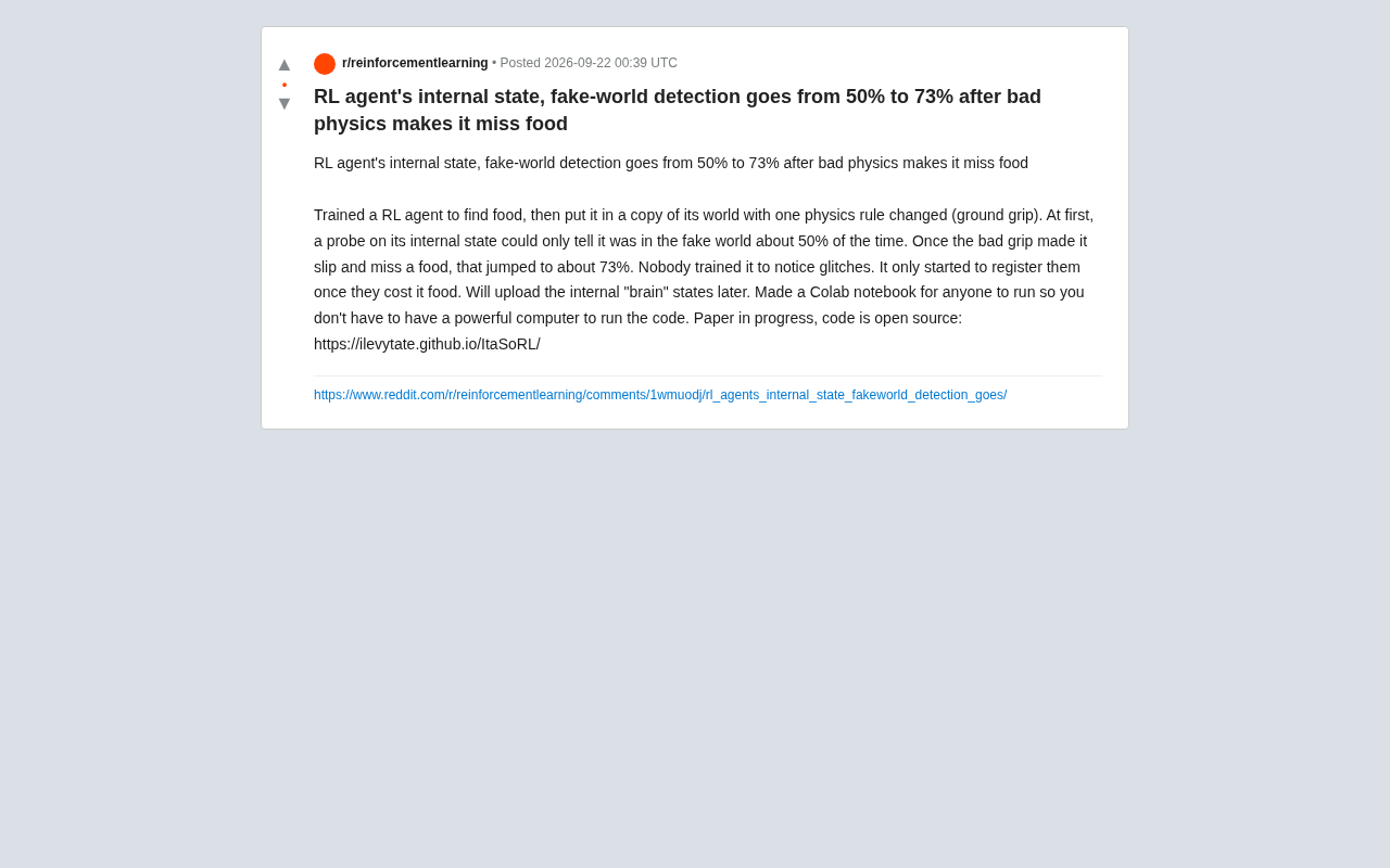 How RL Agents "Notice" a Fake World: Physical Rule Errors Boost Detection from 50% to 73%