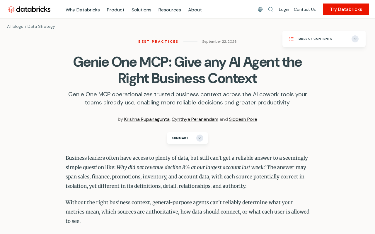 Genie One MCP: Giving Any AI Agent the Right Business Context