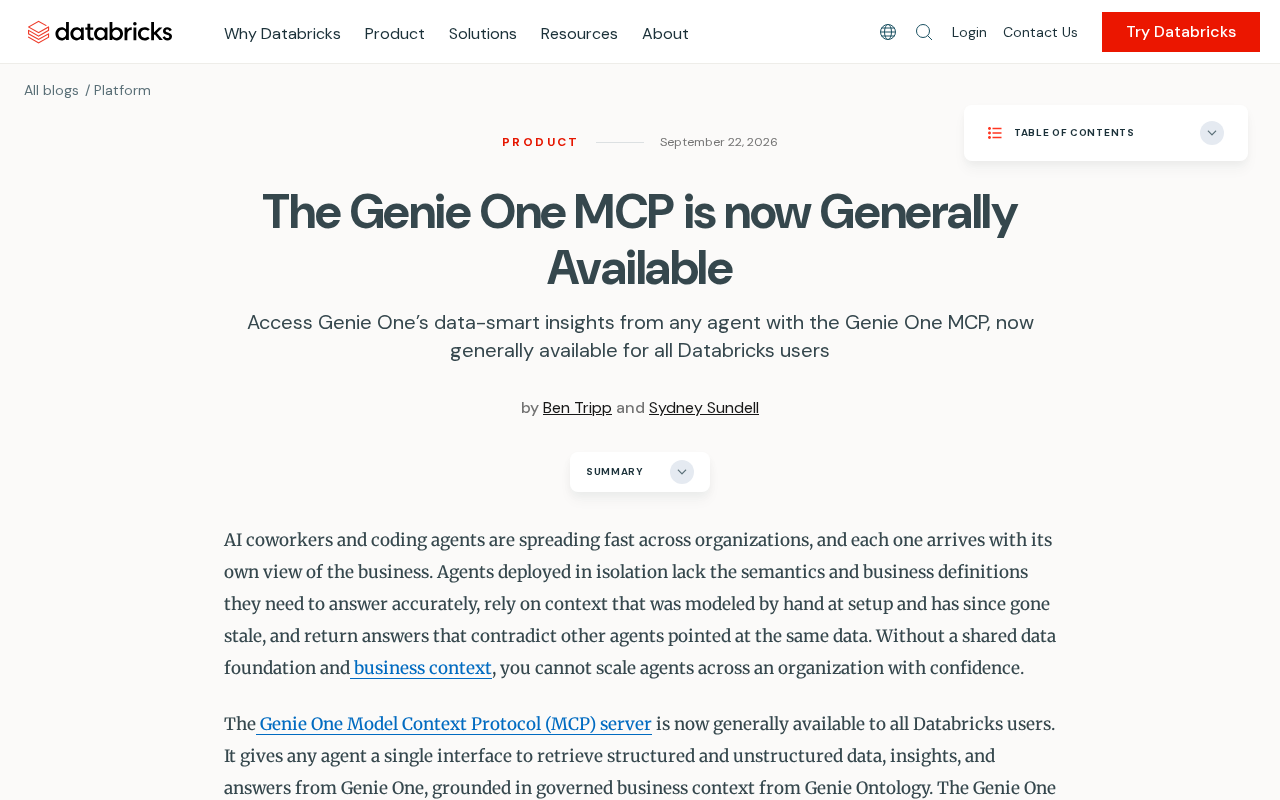 Genie One MCP Goes Generally Available: What It Means for the AI Integration Ecosystem