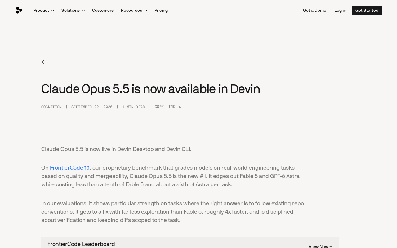 Claude Opus 5.5 is now available in Devin