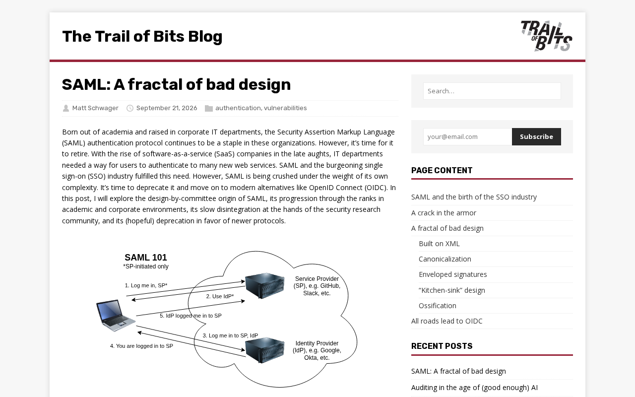 SAML: A Fractal of Bad Design