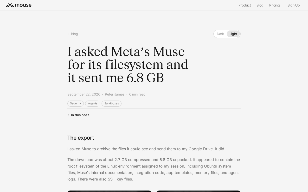 我向Meta的Muse索要文件系统,它给了我6.8GB数据