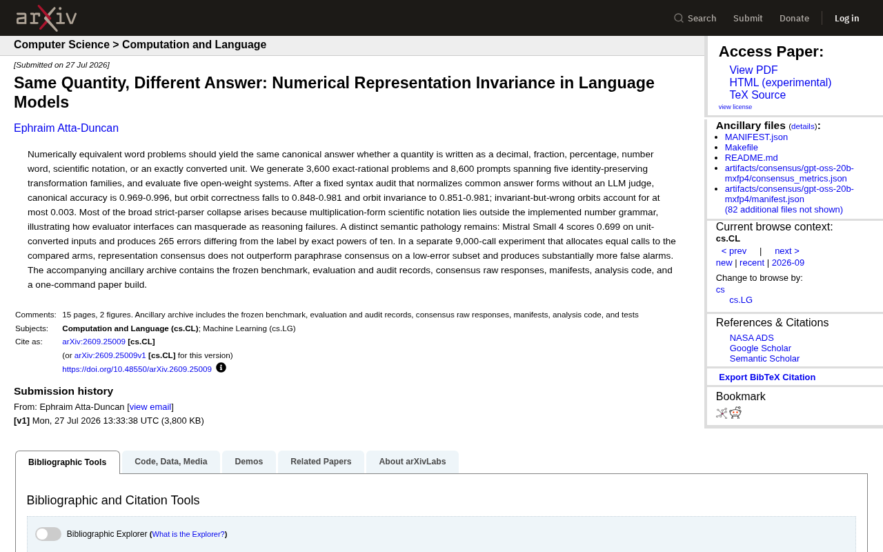 Same Quantity, Different Answer: The Numerical Representation Invariance Flaw in Language Models