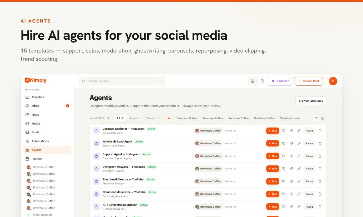 Nimply: A Hireable AI Social Media Team Where You Approve Before Anything Goes Live