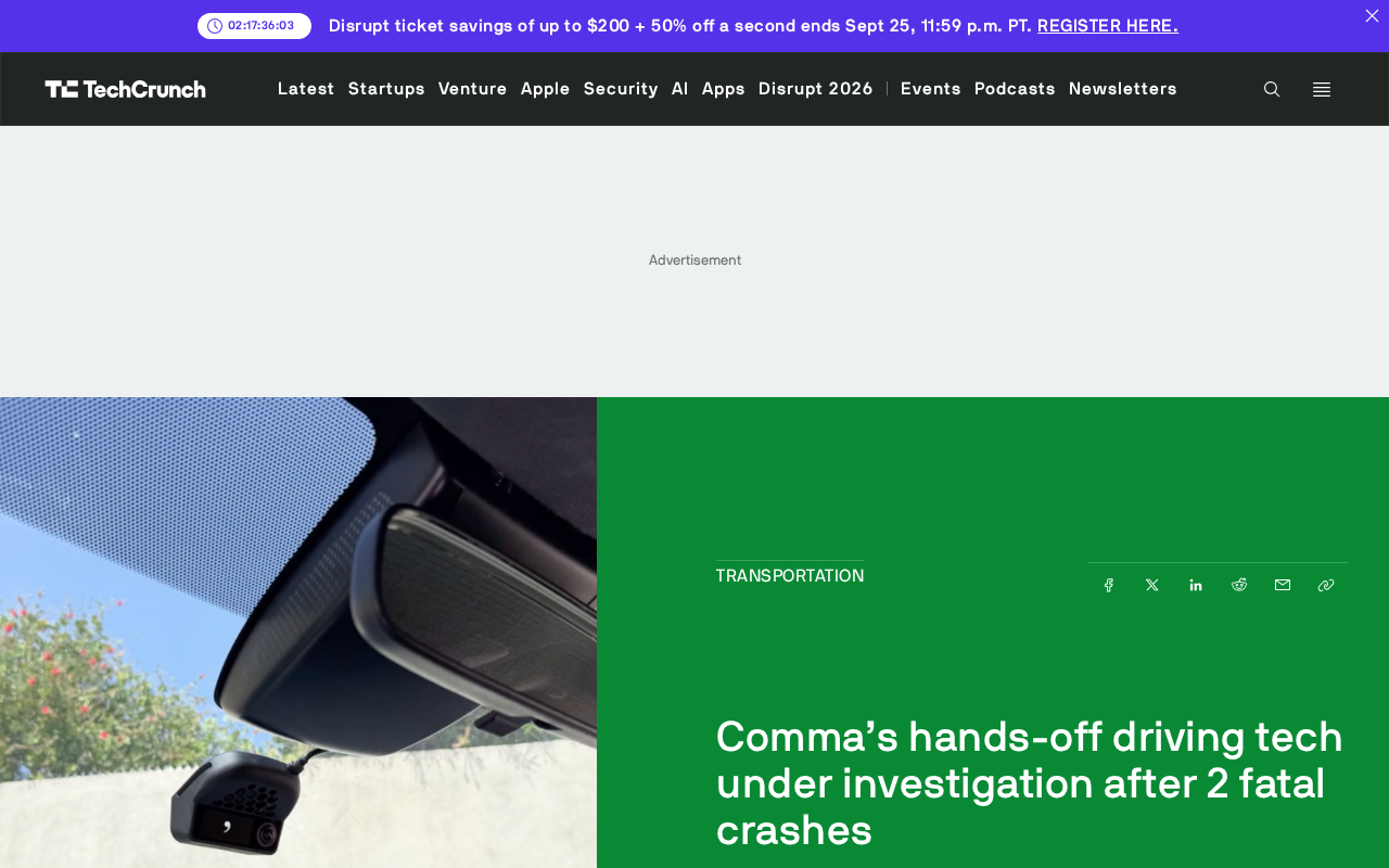 Two Fatal Crashes Trigger Investigation: Comma's Driver Assistance Technology Under Regulatory Scrutiny