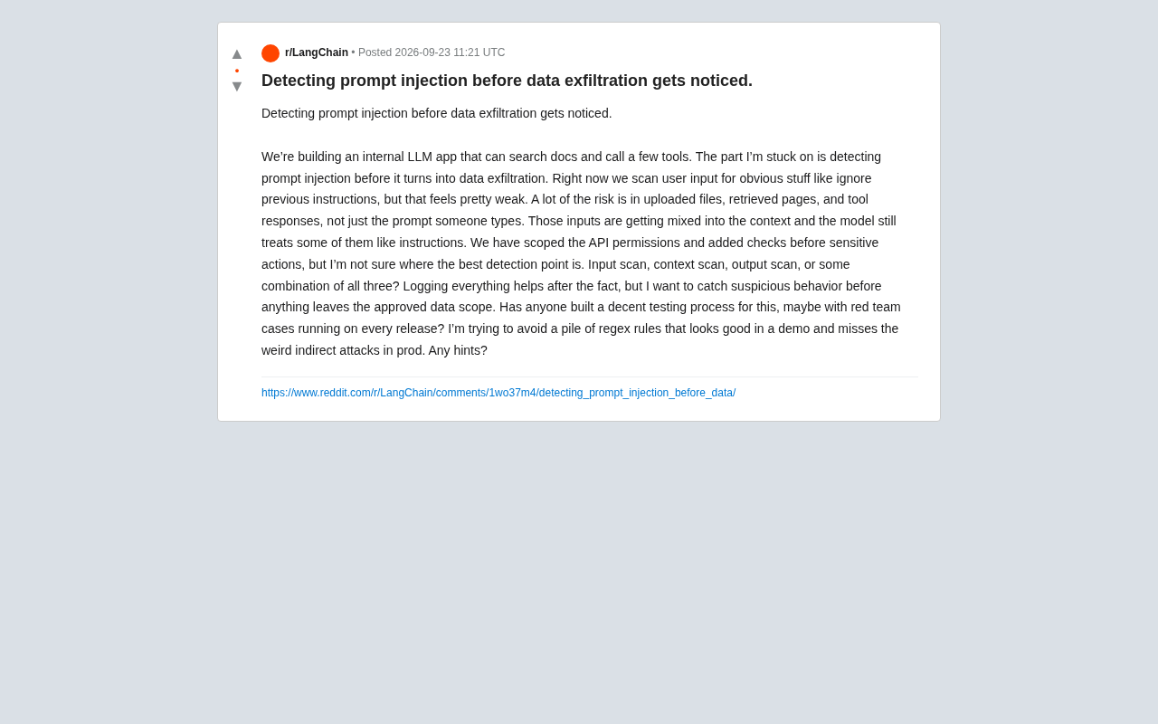 How LLM Applications Can Detect Prompt Injection Before Data Exfiltration