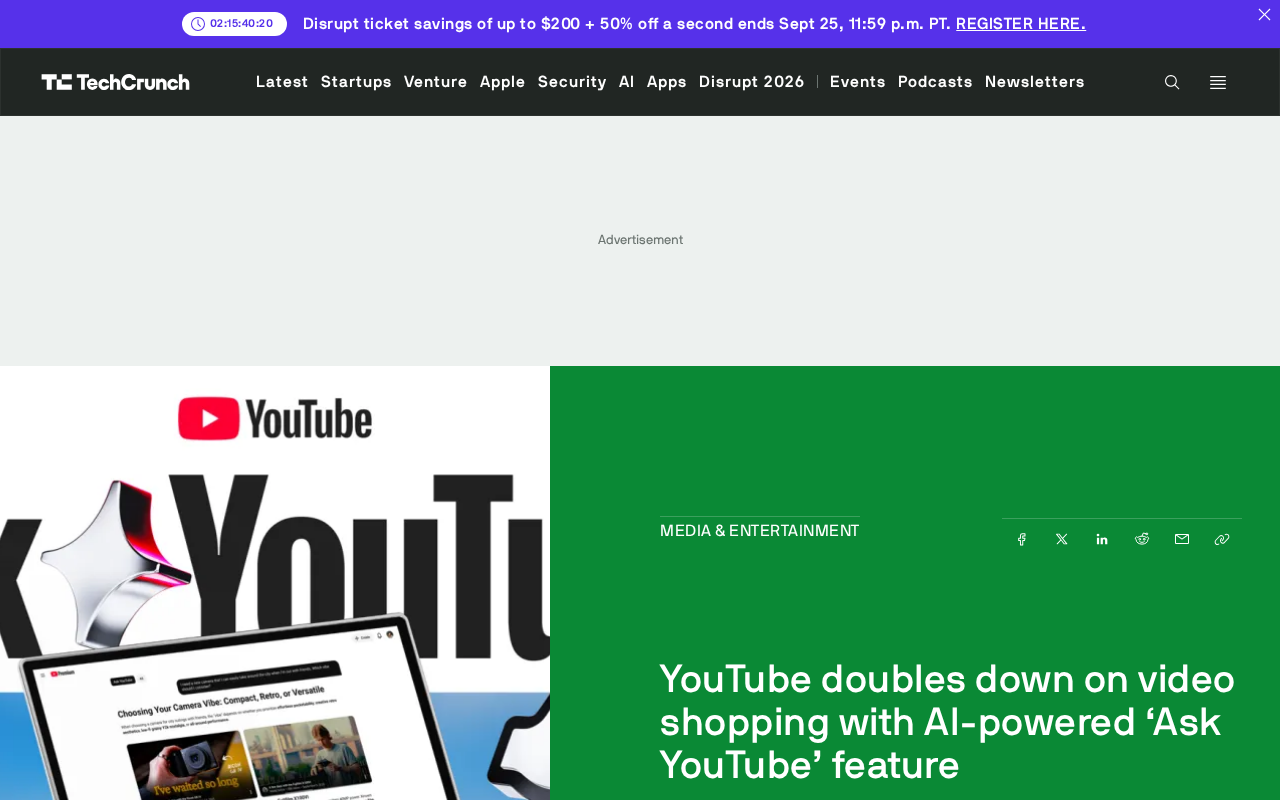 YouTube推出AI购物助手"Ask YouTube",加码视频电商