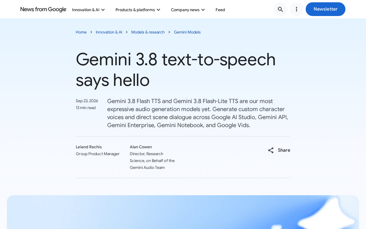 Google推出Gemini 3.8 TTS:从预设声音到全自定义语音工作室
