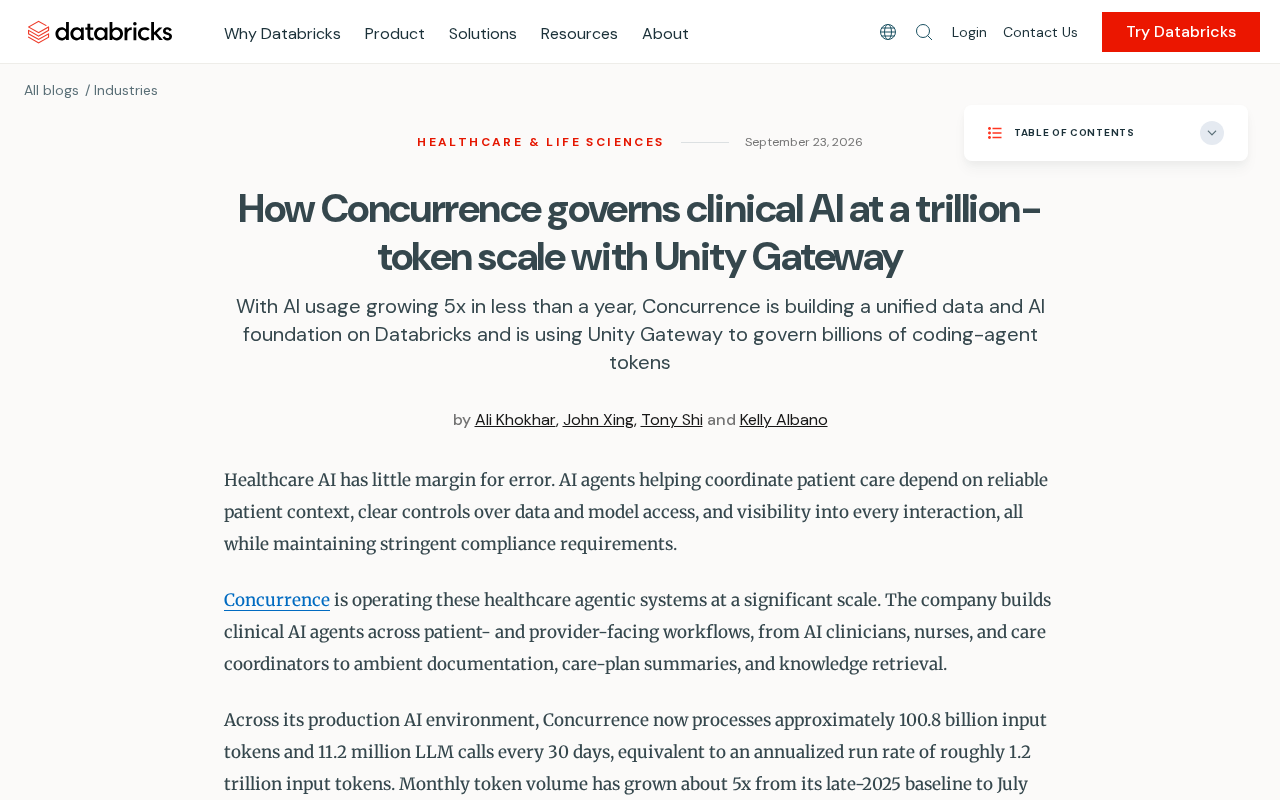 Clinical AI Governance at Scale: How Concurrence Uses Unity Gateway to Manage Trillion-Token Deployments