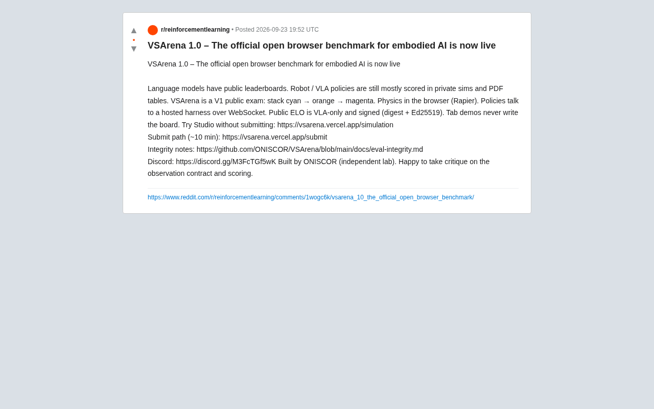 VSArena 1.0发布:具身AI的开放浏览器基准测试来了