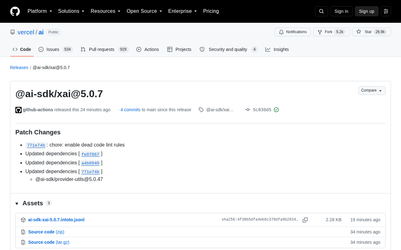 @ai-sdk/xai@5.0.7 Released: A Small Maintenance Update for Vercel AI SDK