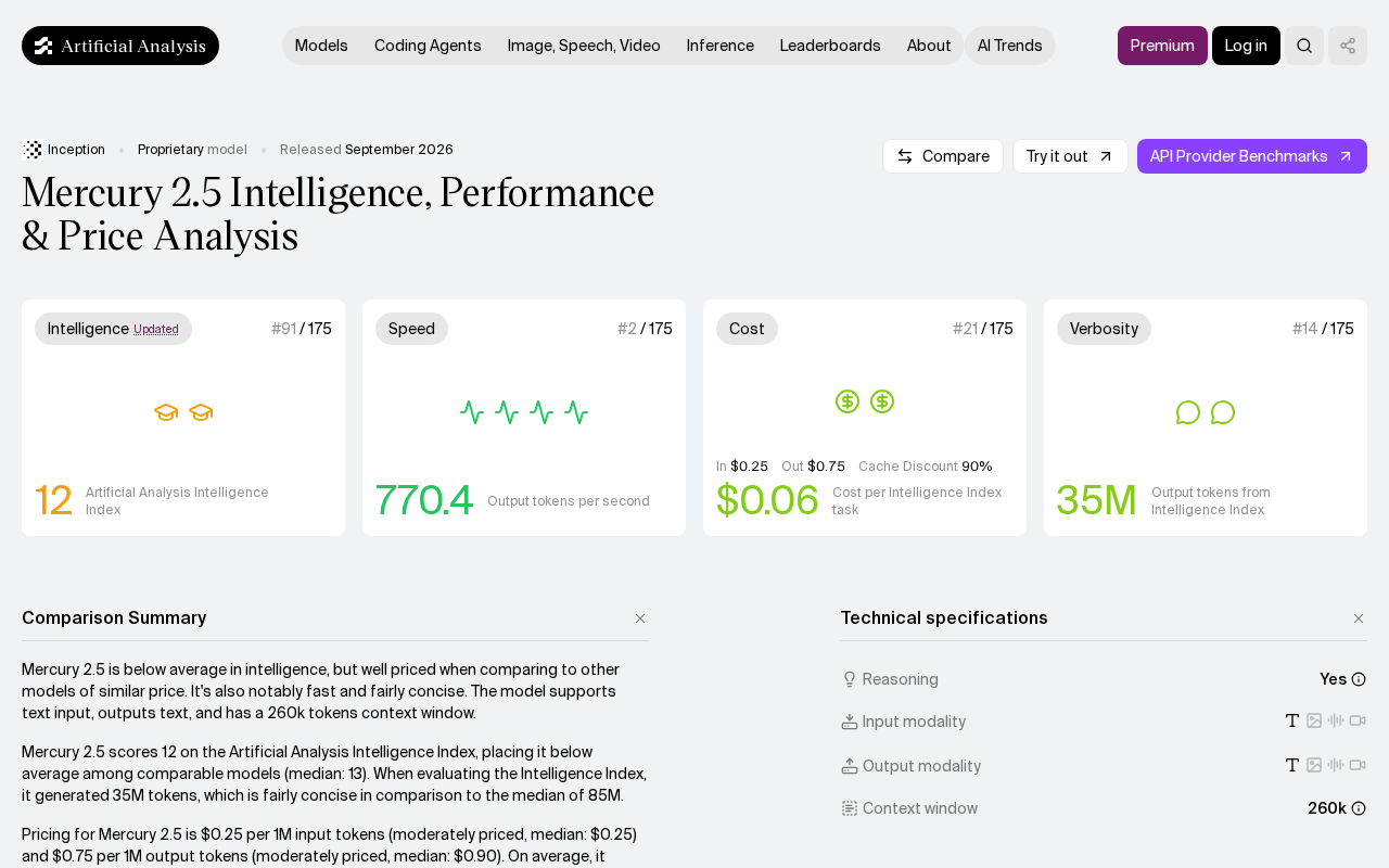 Mercury 2.5 Diffusion Language Model: Breaking the 770 Tokens/sec Inference Barrier