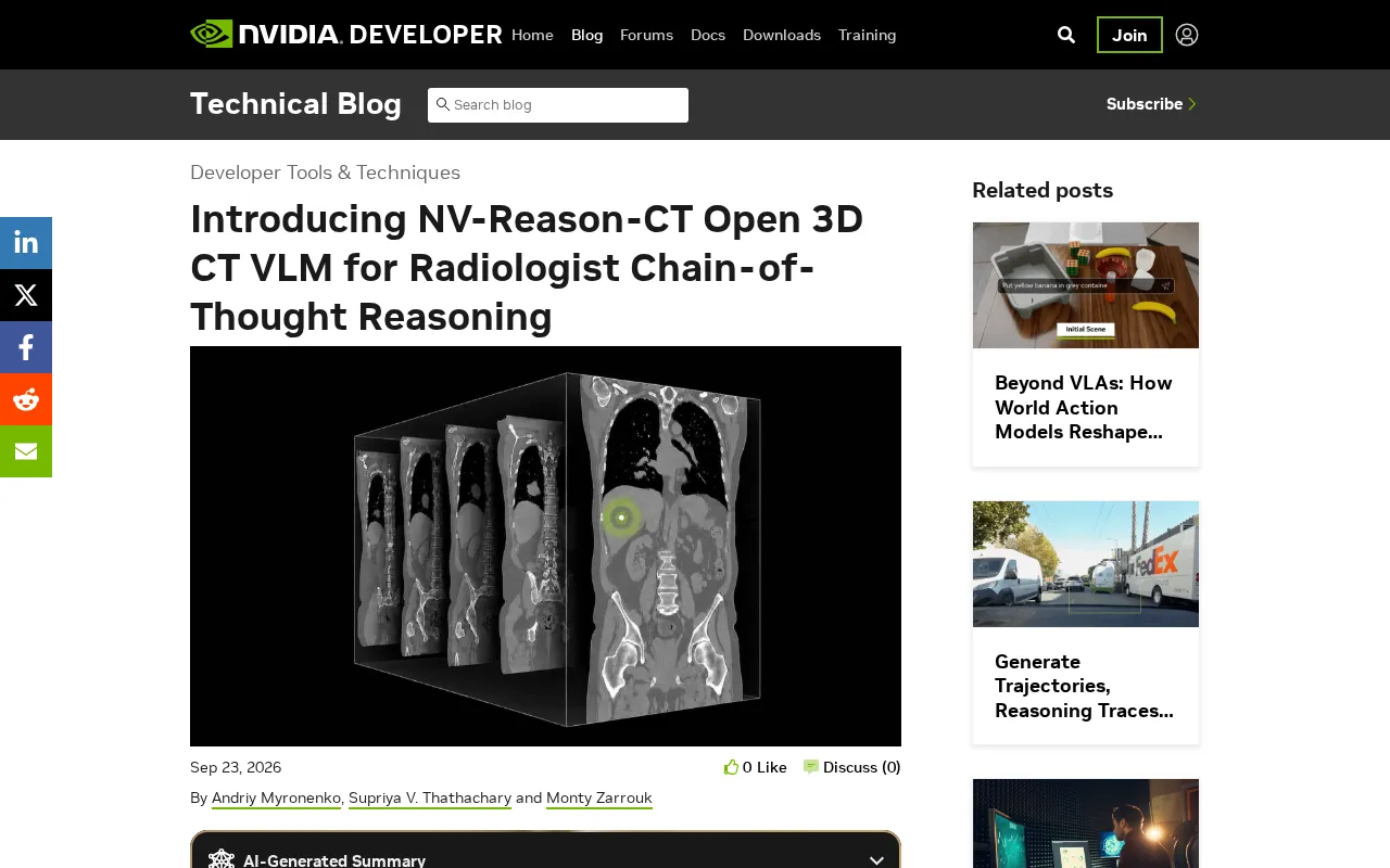 NVIDIA NV-Reason-CT: An Open-Source 3D CT Vision-Language Model