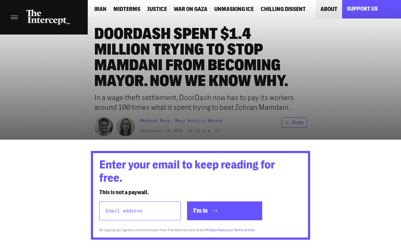 DoorDash Spent $1.4 Million to Block Mamdani's Mayoral Run — Here's Why