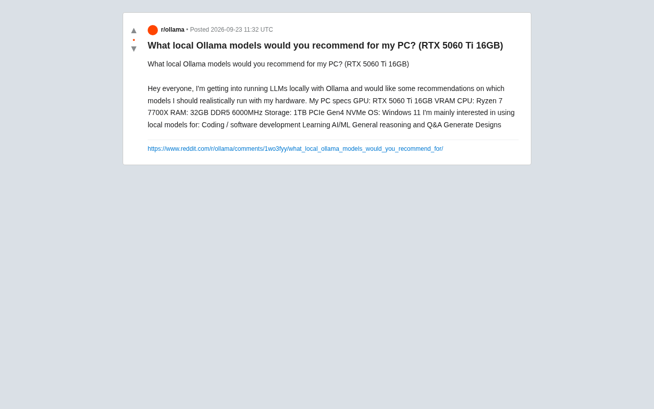 RTX 5060 Ti 16GB 本地 LLM 选型指南:Ollama 模型实测推荐