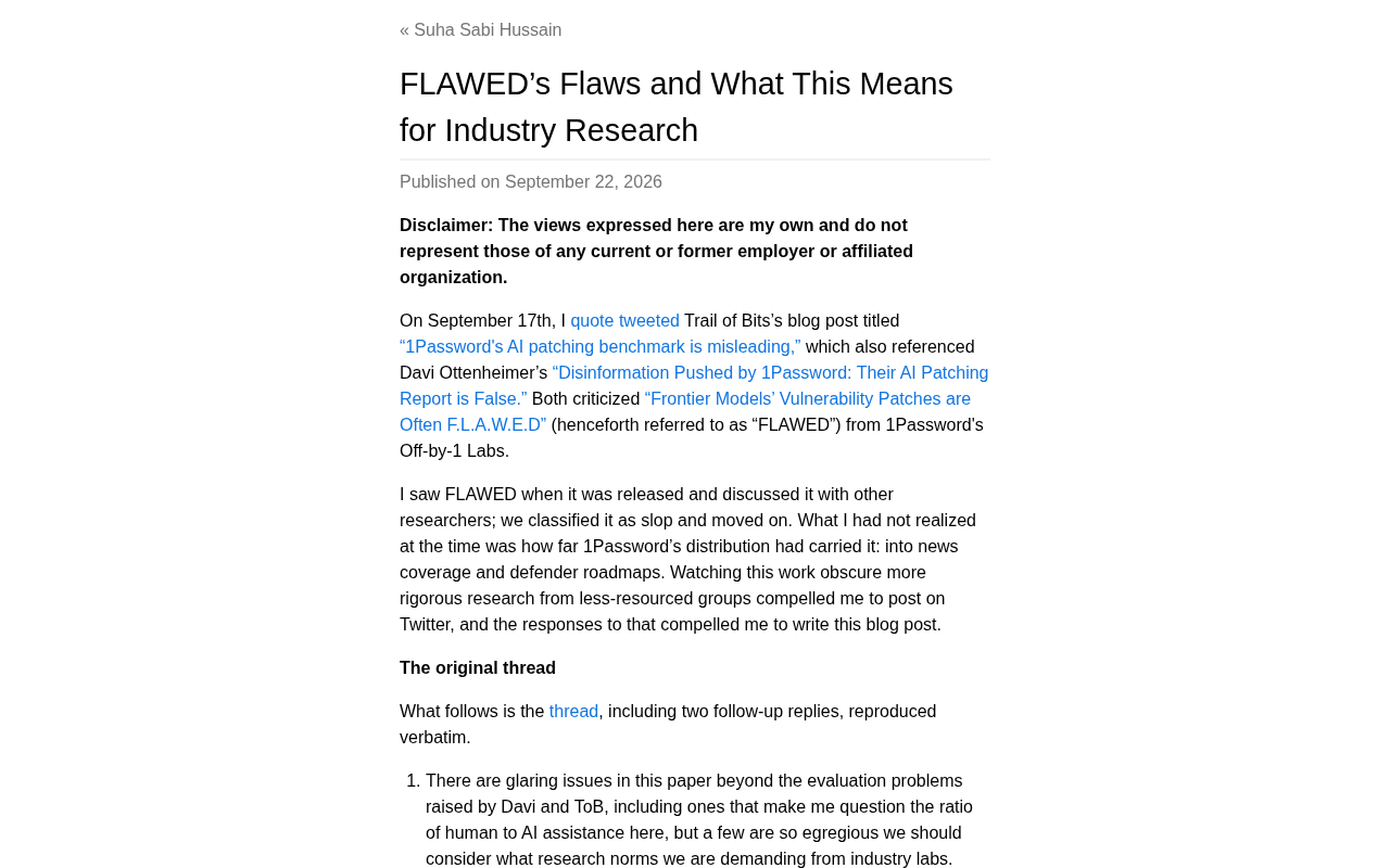 The Flaws of FLAWED: A Critical Reflection on Industry Research Methodology