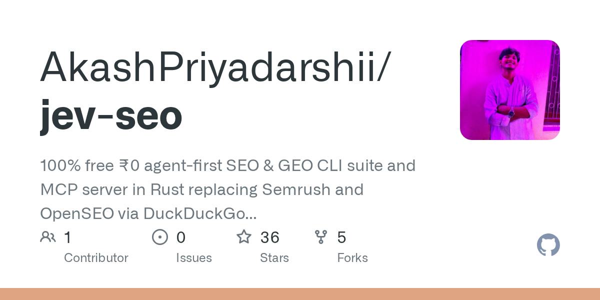 jev-seo: A Free, Open-Source Rust CLI SEO/GEO Audit Tool