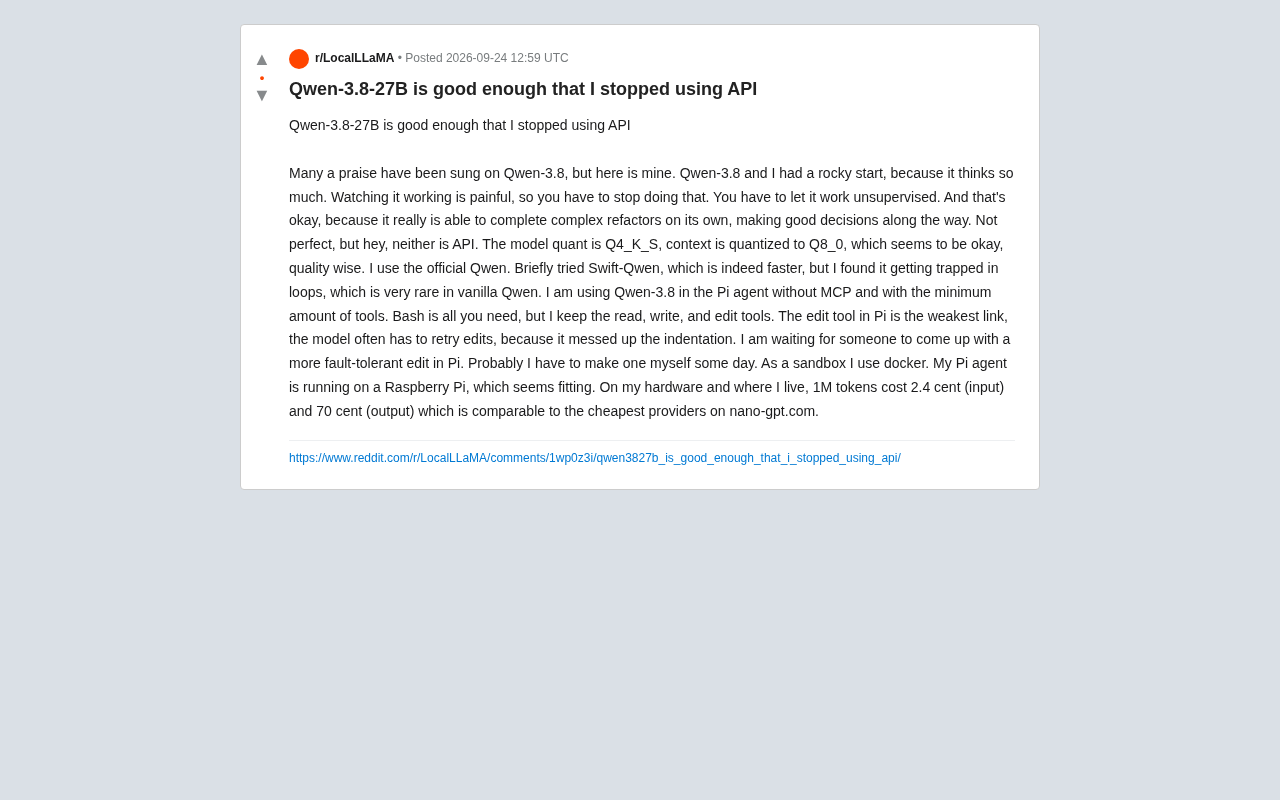 Running Qwen-3.8-27B Locally to Replace APIs: One Developer's Real-World Experience
