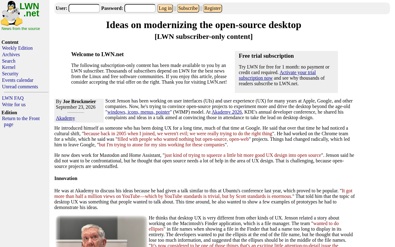 The Road to Modernizing the Open-Source Desktop: Opportunities and Challenges
