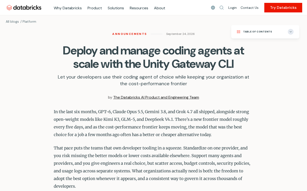 Unity Gateway CLI:规模化部署与管理编码智能体