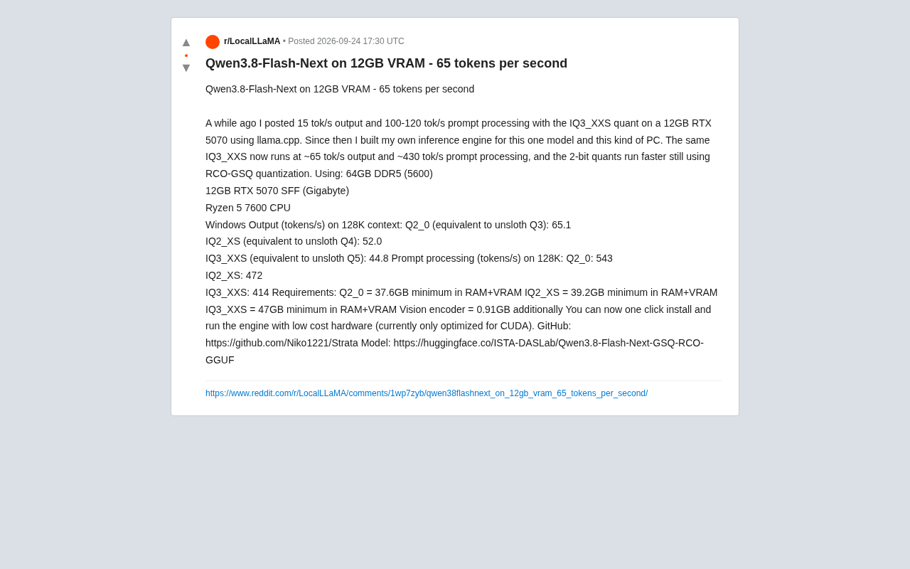 Running Qwen3.8-Flash-Next on a 12GB GPU: Custom Engine Hits 65 tok/s