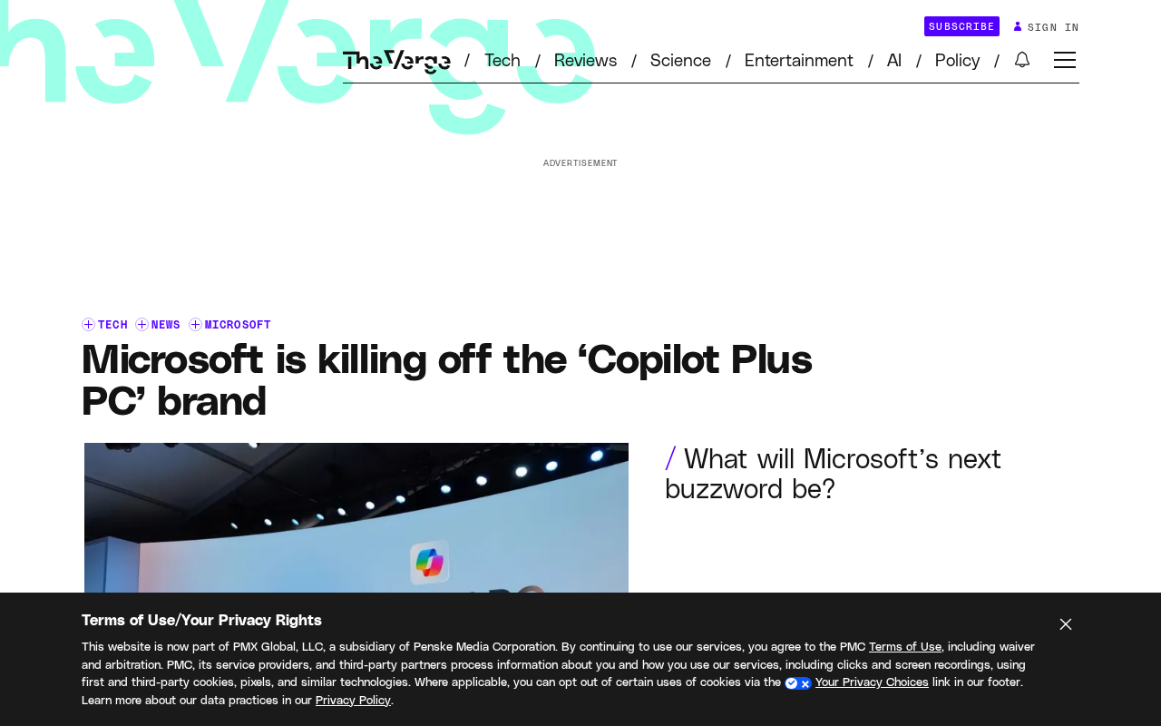 Microsoft Is Quietly Abandoning the 'Copilot Plus PC' Brand