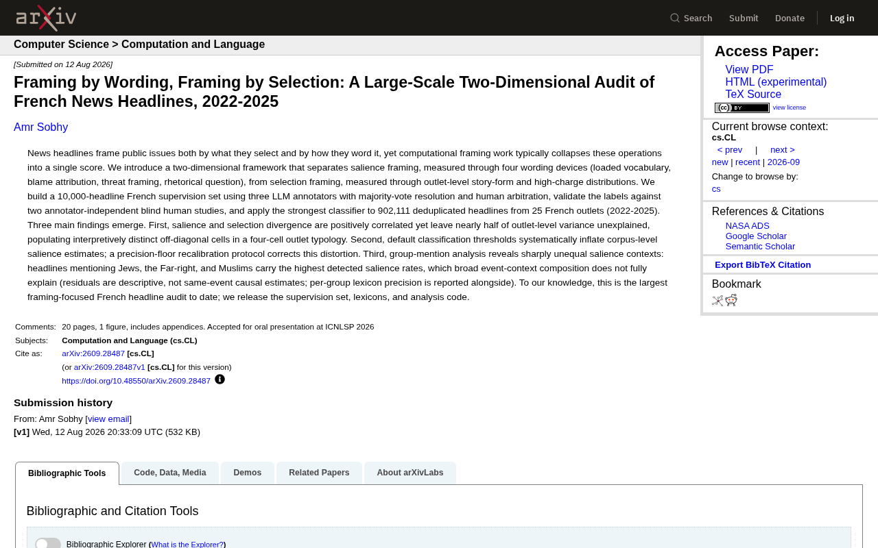 AI Audits 900,000 French News Headlines: How Wording and Story Selection Doubly Shape Media Framing