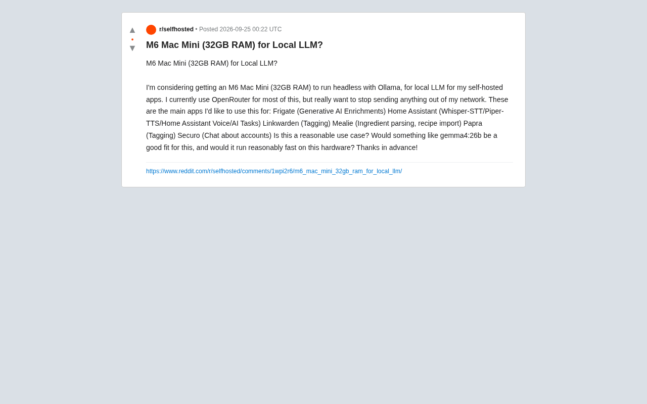 M6 Mac Mini 32GB Running Local LLMs: A Practical Self-Hosting Analysis
