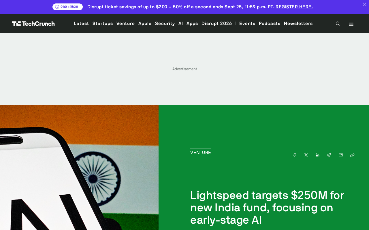 Lightspeed Venture Partners Targets $250M for New India Fund with Early-Stage AI Focus