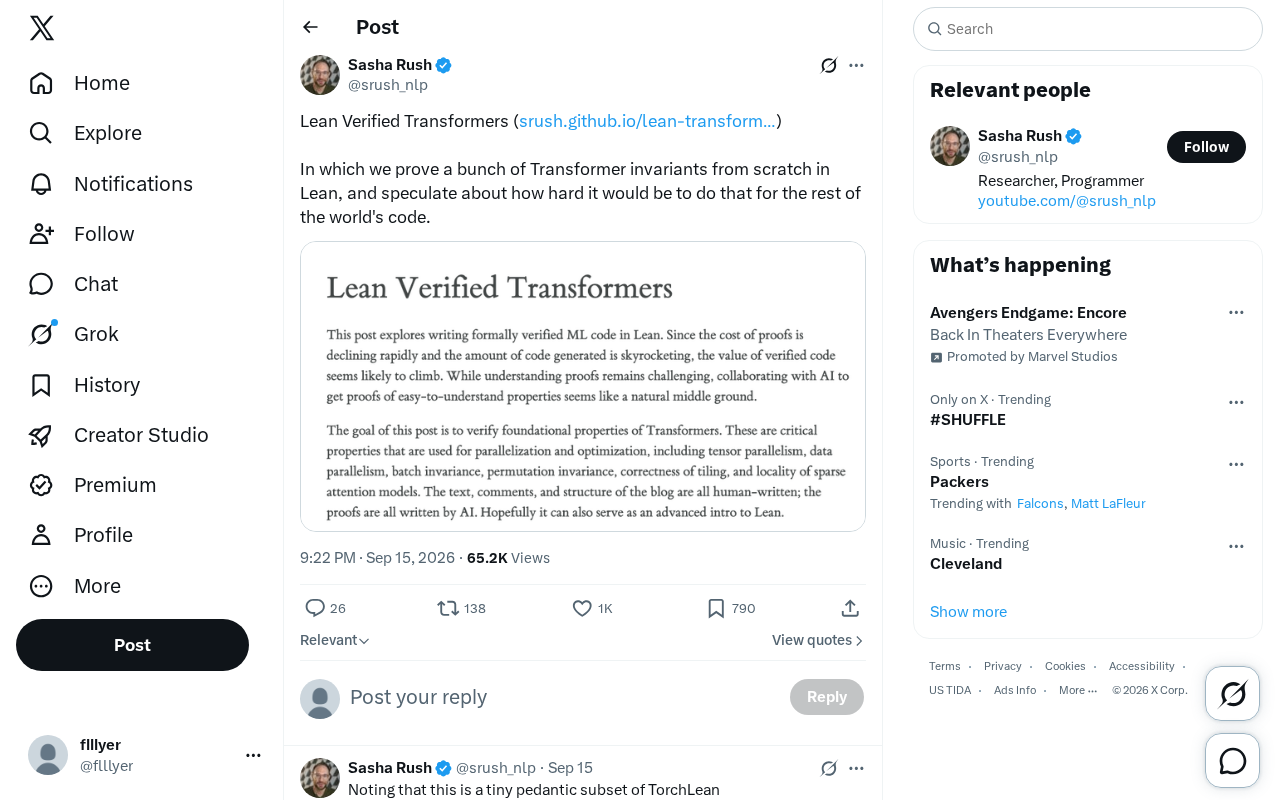 Formally Verifying Transformers with Lean: Proving Model Invariants from Scratch