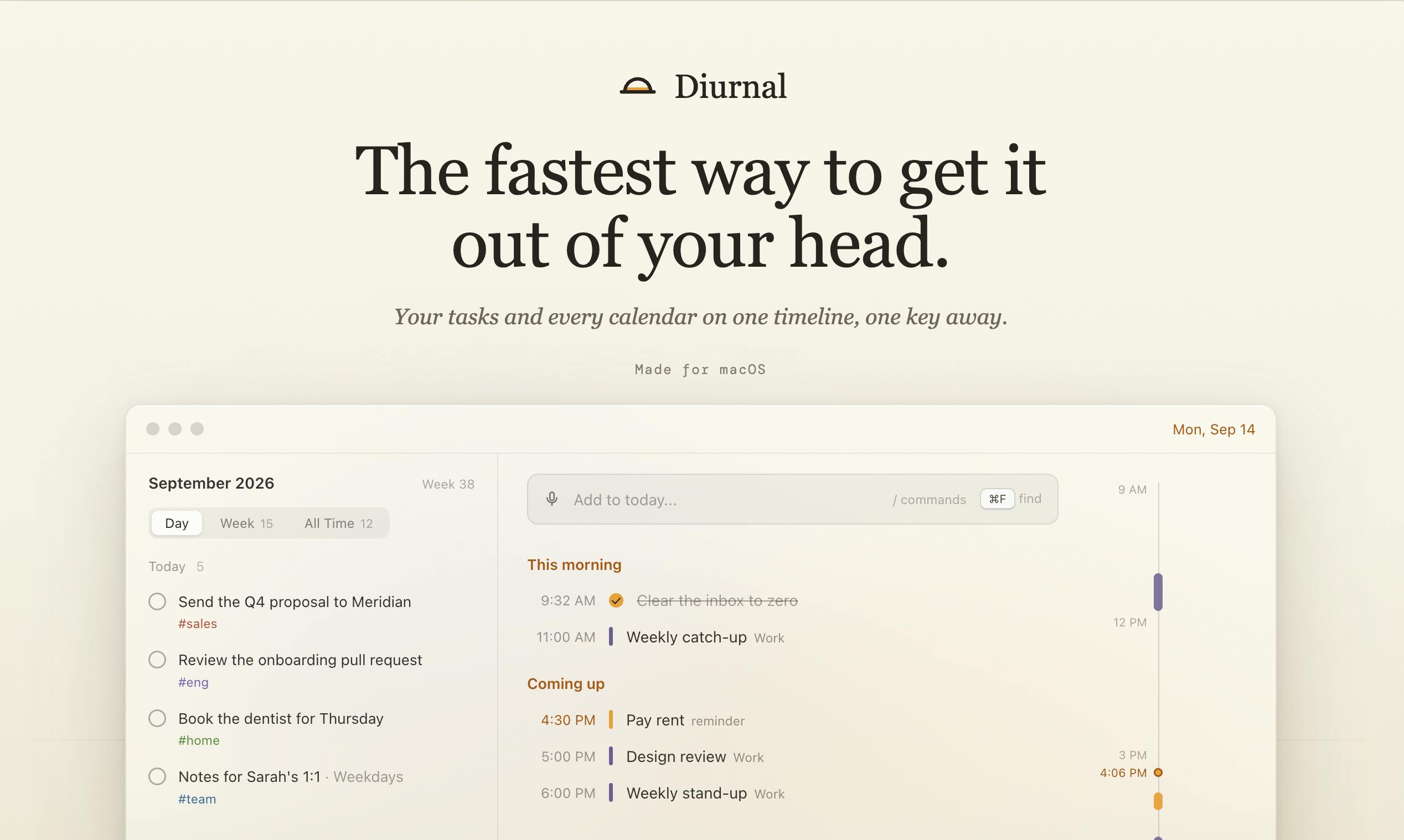 Diurnal:用快捷键与语音秒速捕捉想法的Mac日程神器