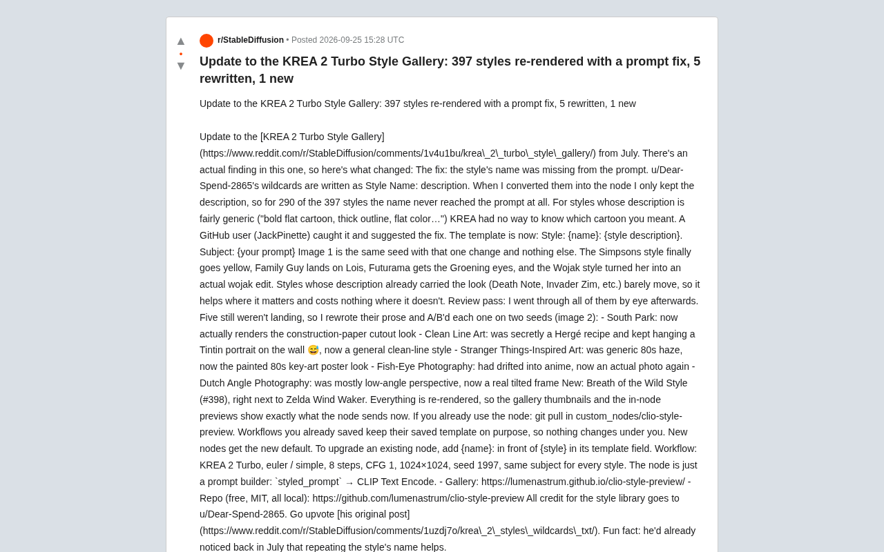 KREA 2 Turbo Style Library Major Update: One Prompt Fix Revives 397 Styles