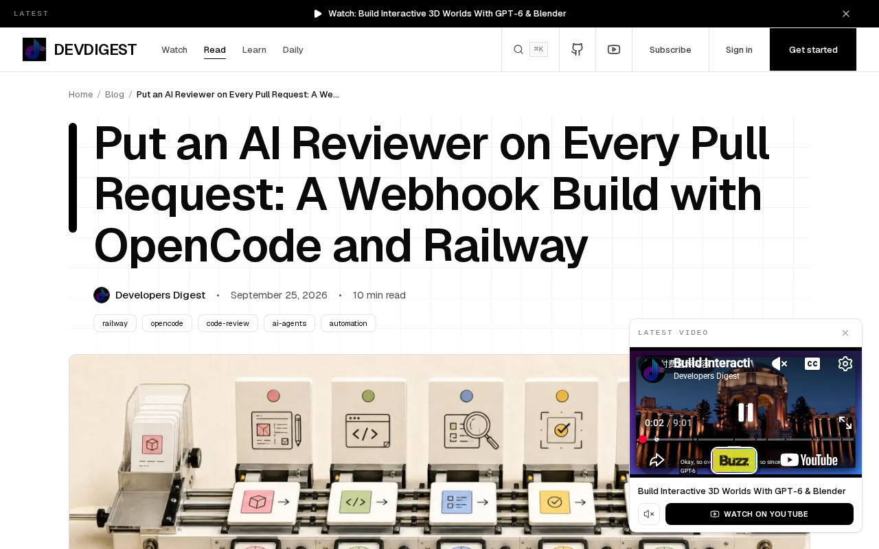Put an AI Reviewer on Every PR with OpenCode + Railway: A One-Hour Webhook Build