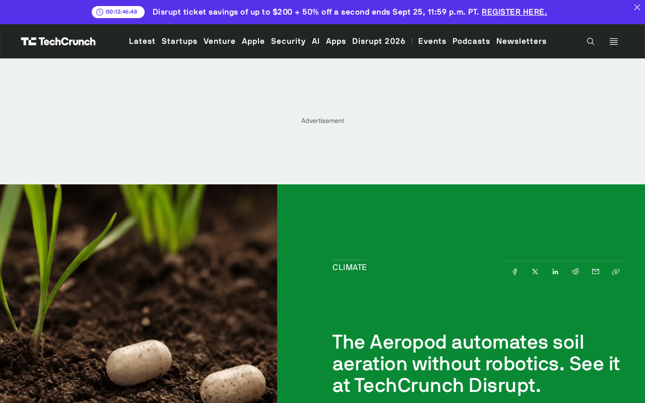 Aeropod: The No-Robot Soil Aeration Innovation Making Its Debut at TechCrunch