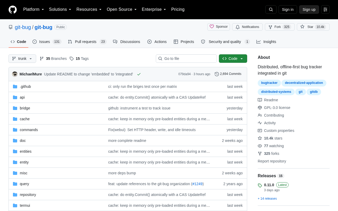 Git-bug:嵌入Git的分布式离线Bug追踪工具