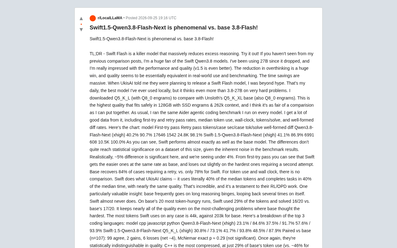 Swift1.5-Qwen3.8-Flash-Next实测:推理提速60%,质量几乎无损