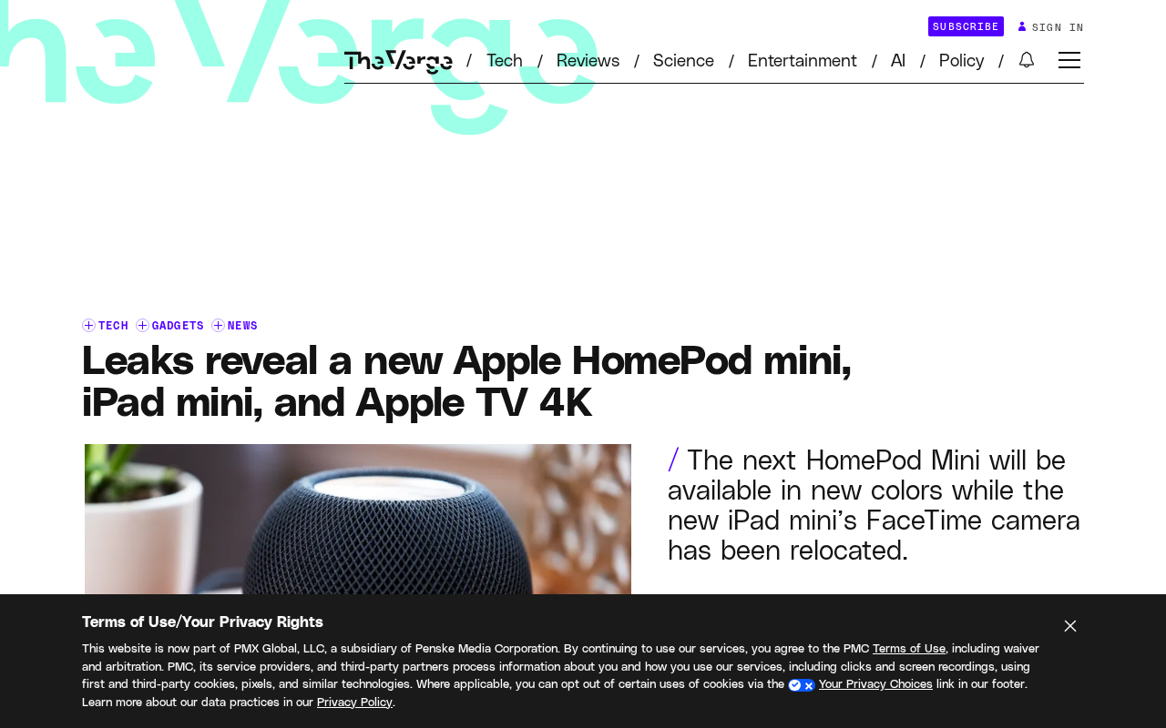 爆料:苹果或推新款HomePod mini、iPad mini与Apple TV 4K