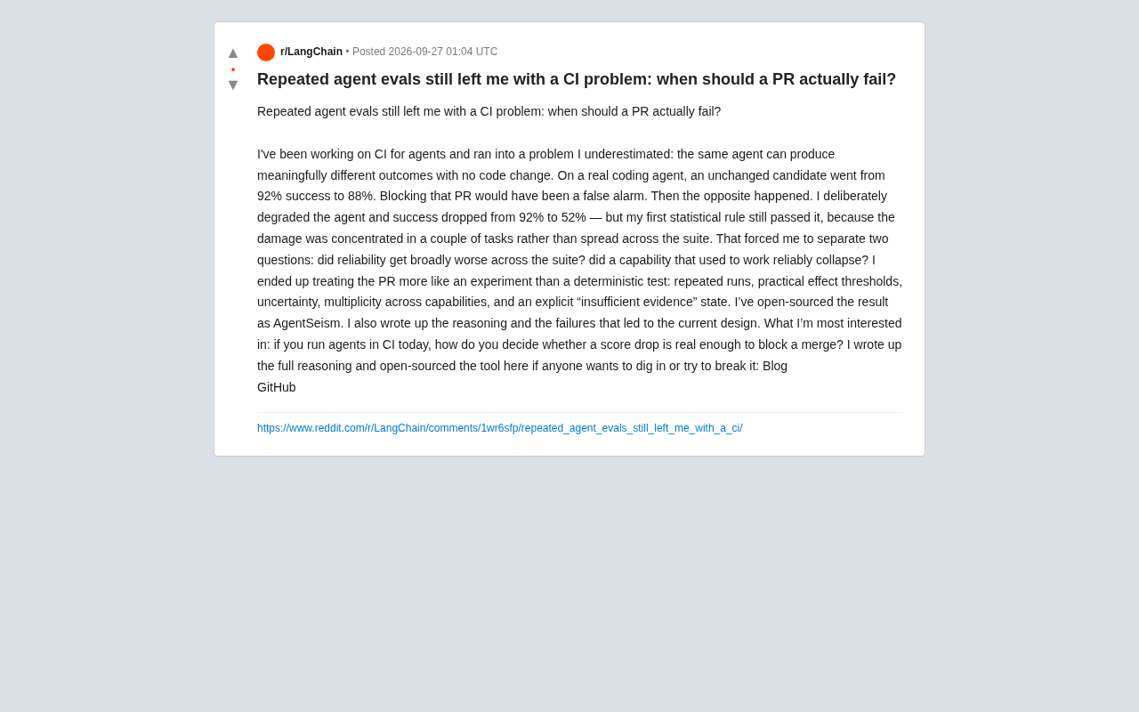 AI Agent的CI难题:分数波动到底该不该阻断PR?